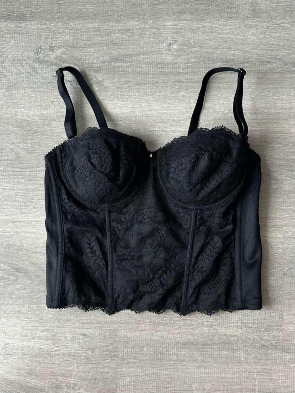 Vintage Triumph International Black Lace Corset Bustier Top // Y2K